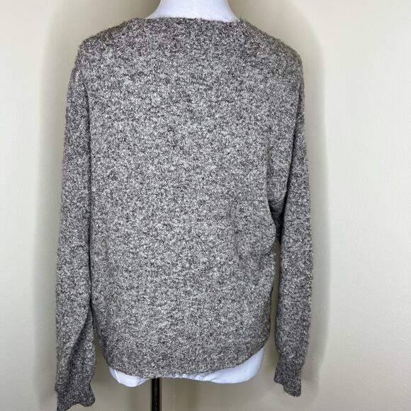 UO Silence + Noise Sweater Medium Taupe Relaxed Knitted V-Neck Faux Wrap Marled - Picture 5 of 11